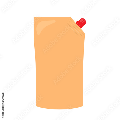 blank plastic doypack stand up pouch with spout. Flexible packaging mock up for food or drink for your design. sauce pack soft cream, milk, sauce, mustard, mayonnaise. vector illustration

