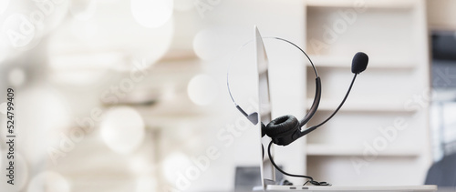Communication support, call center and customer service help desk. VOIP headset for customer service support (call center) concept   © A Stockphoto