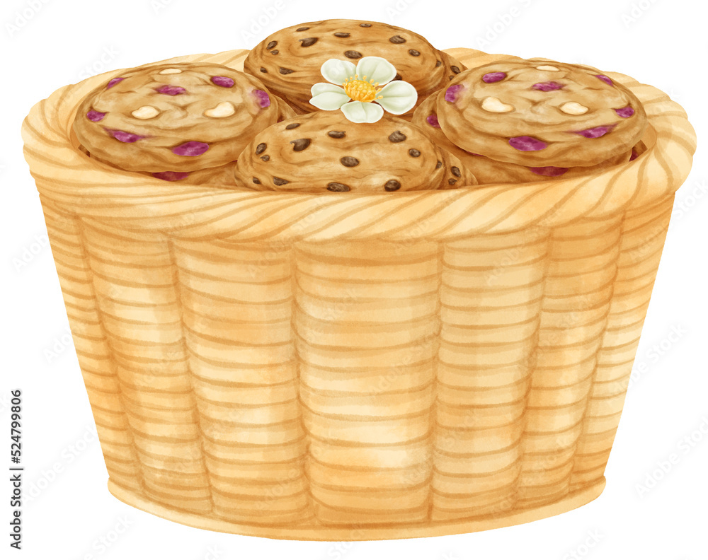 watercolor basket of cookies watercolor basket of cookies