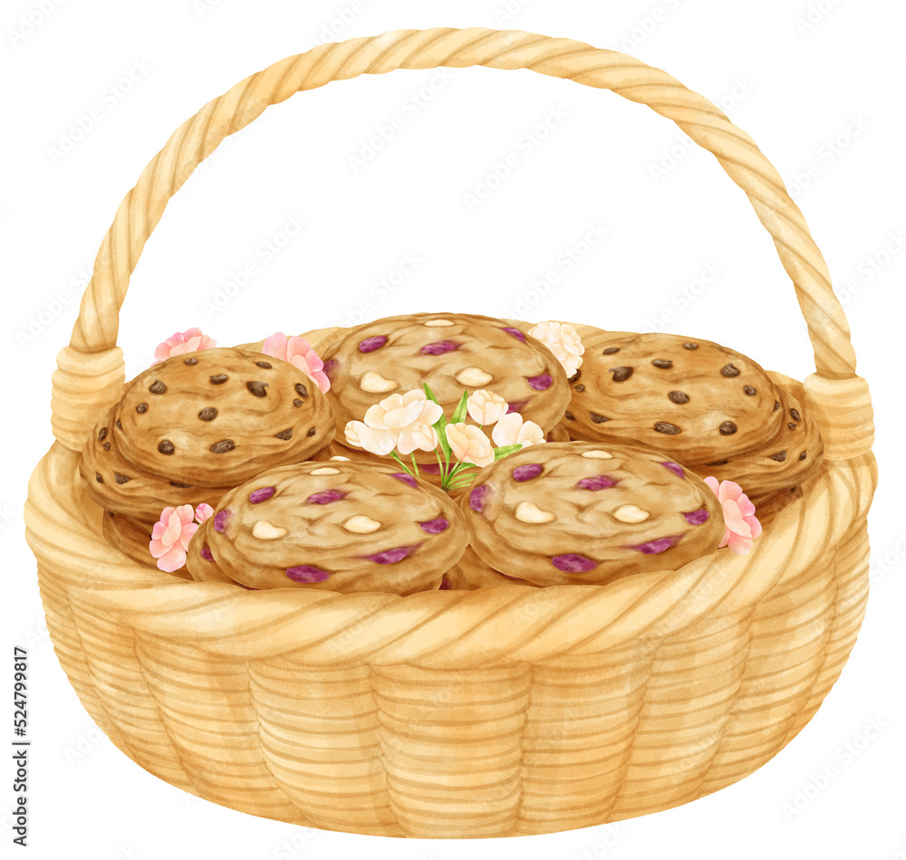 watercolor basket of cookies watercolor basket of cookies