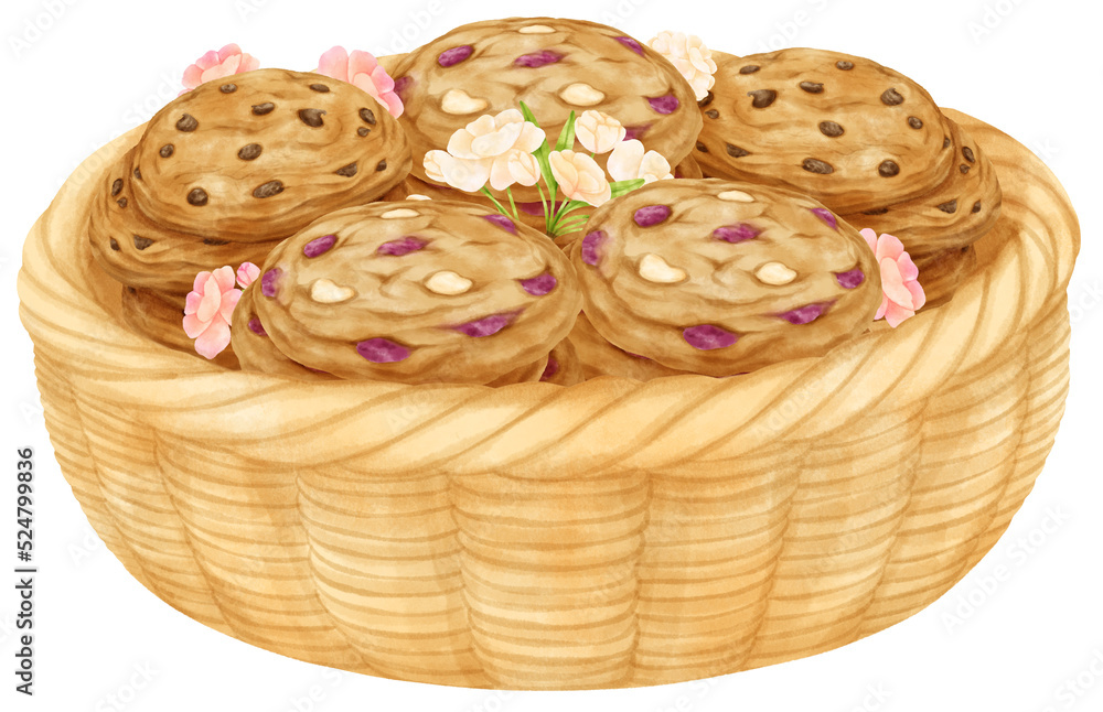watercolor basket of cookies watercolor basket of cookies