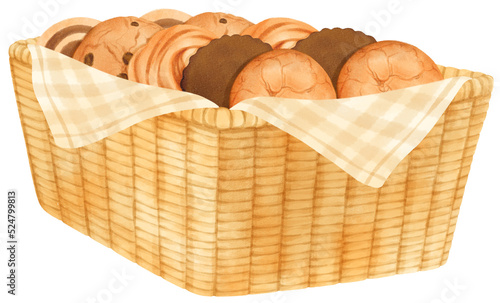 watercolor basket of cookies © b.illustrations