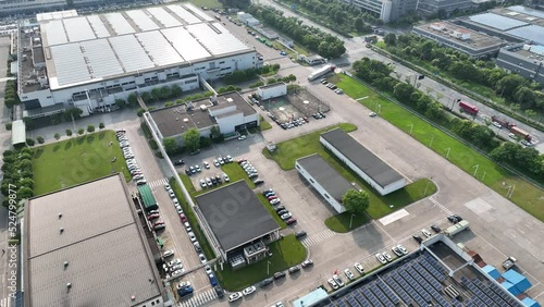 solar panels on factory rooftop
