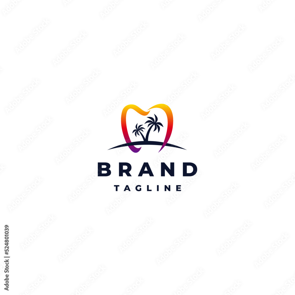 Dentist Logo Design With Beach Feels At Sunset. Simple Dental Beach Logo Design. Dentist Logo Design With Beach Feels At Sunset. Simple Dental Beach Logo Design.