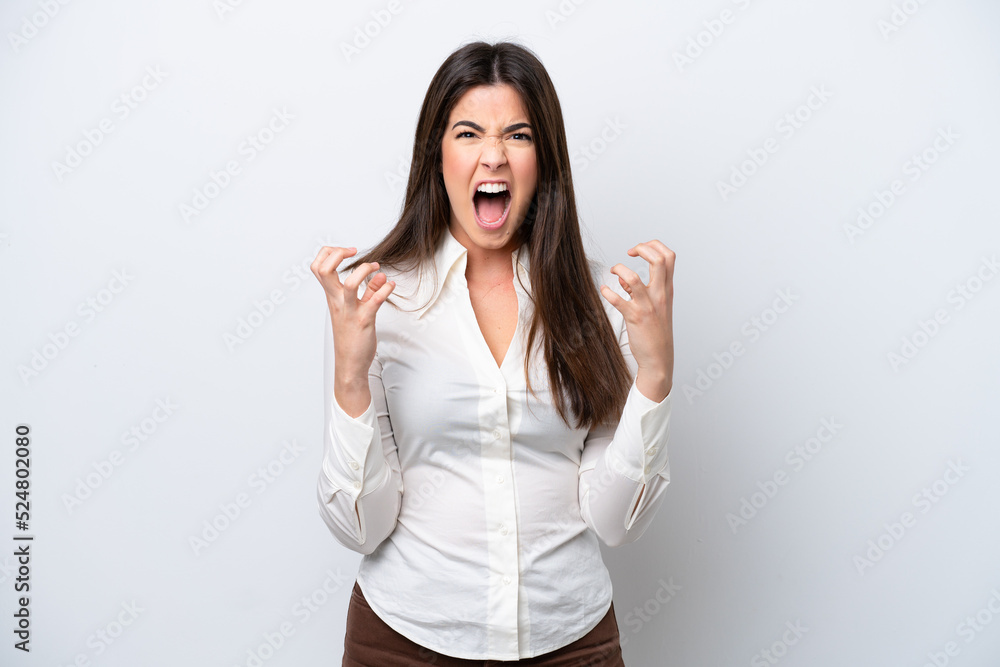Young Brazilian woman isolated on white background frustrated by a bad situation Young Brazilian woman isolated on white background frustrated by a bad situation