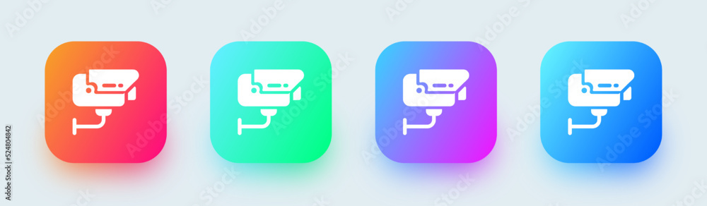 Cctv solid icon in square gradient colors. Security camera signs vector illustration. Cctv solid icon in square gradient colors. Security camera signs vector illustration.