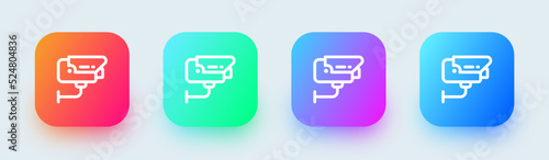 Cctv line icon in square gradient colors. Security camera signs vector illustration.