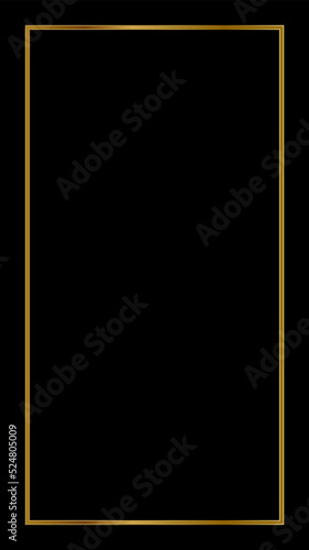Rectangular Golden Frame Story on The Black Background