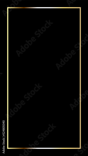 Rectangular Golden Frame Story on The Black Background