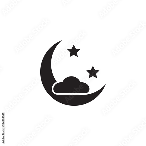 star moon icon shrouded in clouds