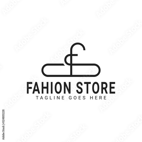 Fashion Boutique Store Shop Logo Design with Clothes Hanger Icon