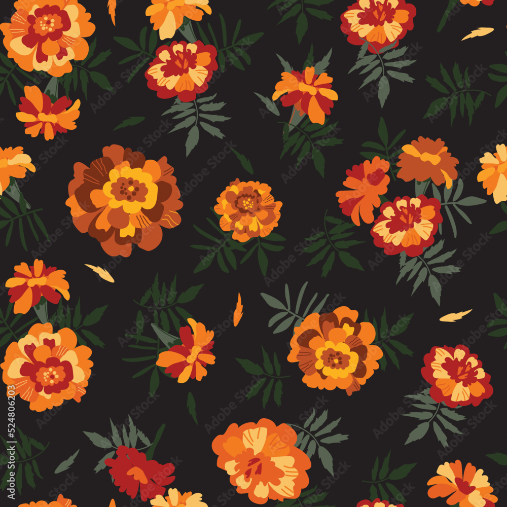 Obraz premium floral pattern with marigolds