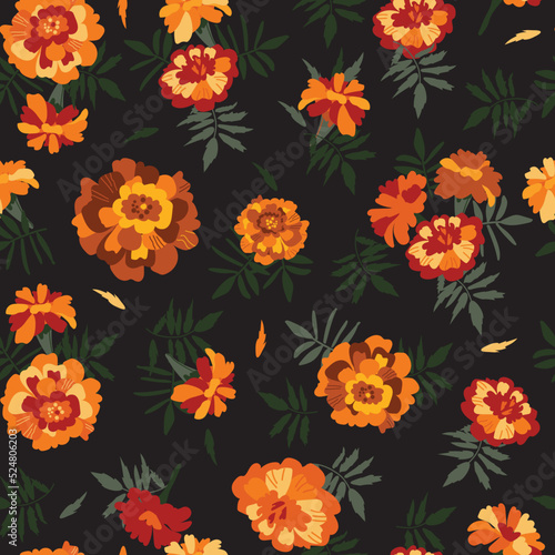 floral pattern with marigolds