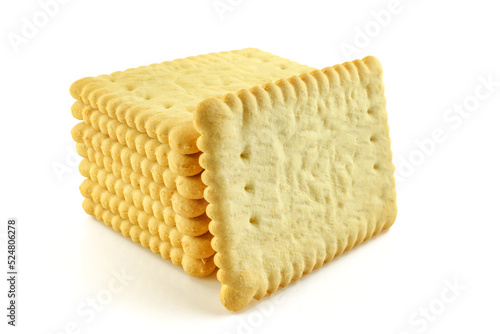 Фотография Stacked buttery biscuits isolated on white background