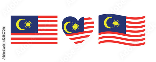 Photography Malaysian flag signs set
