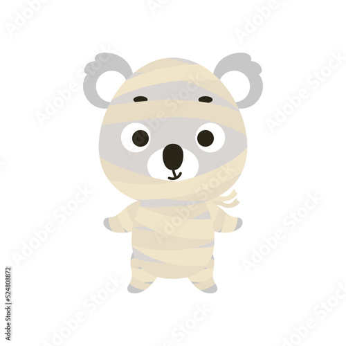 Cute little Halloween koala in a mummy costume. Cartoon animal character for kids t-shirts  nursery decoration  baby shower  greeting card  invitation  house interior. Vector stock illustration