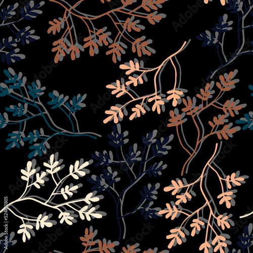 branches with colorful leaves vector seamless pattern