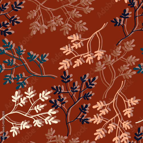 branches with colorful leaves vector seamless pattern