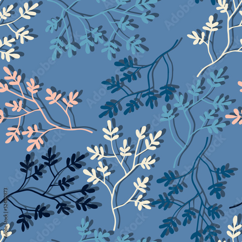 branches with colorful leaves vector seamless pattern