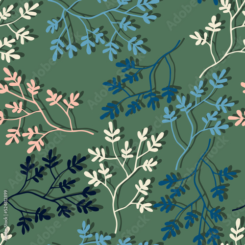 branches with colorful leaves vector seamless pattern