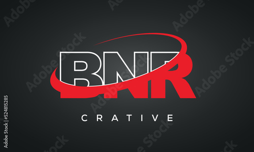 BNR letters typography monogram logo , creative modern logo icon with 360 symbol photo