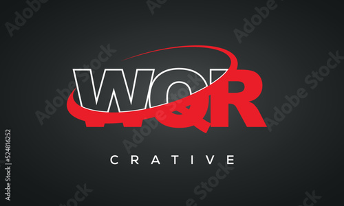 WQR letters typography monogram logo , creative modern logo icon with 360 symbol