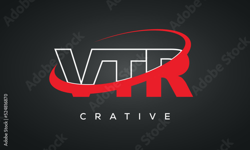 VTR letters typography monogram logo , creative modern logo icon with 360 symbol  photo