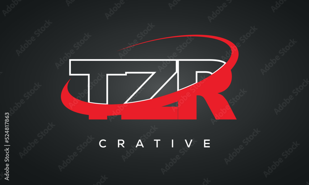 TZR letters creative modern logo icon with 360 symbol 