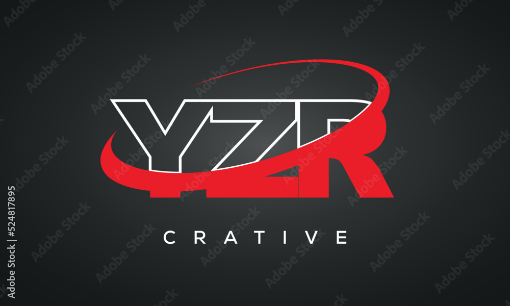 YZR letters creative modern logo icon with 360 symbol 
