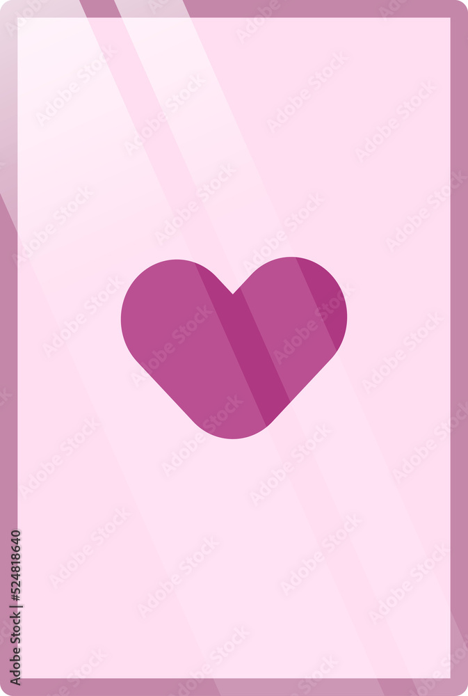 glossy premium pink card with heart love symbol