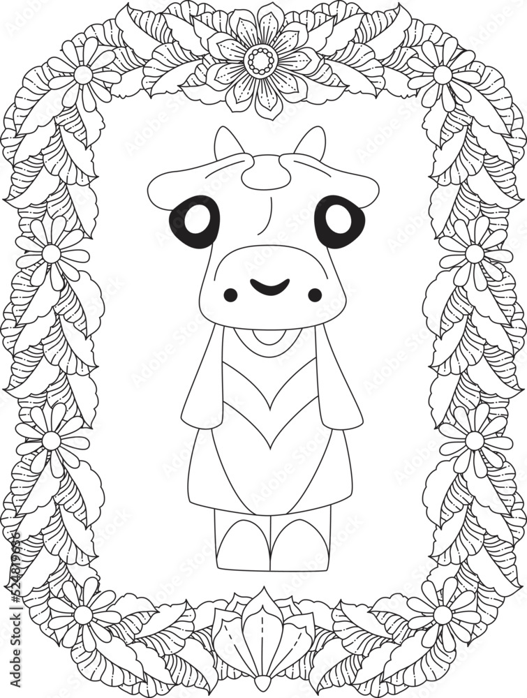 A Stylized Funny Cow Coloring Page A Stylized Funny Cow Coloring Page