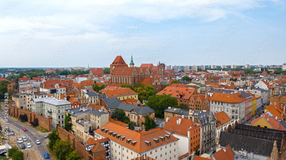 Toruń, widok z lotu ptaka na stare miasto