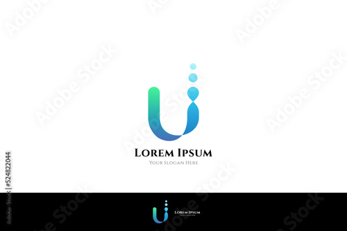 letter U with water bubbles for logo template