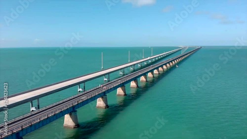 Wallpaper Mural Moving right aerial drone shot of 7 Mile Bridge in Florida Keys Torontodigital.ca