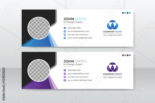 Abstract and minimal email signature template, email footer and personal social media cover with white background