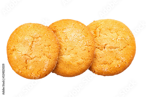 Homemade shortbread cookie isolated on white background.