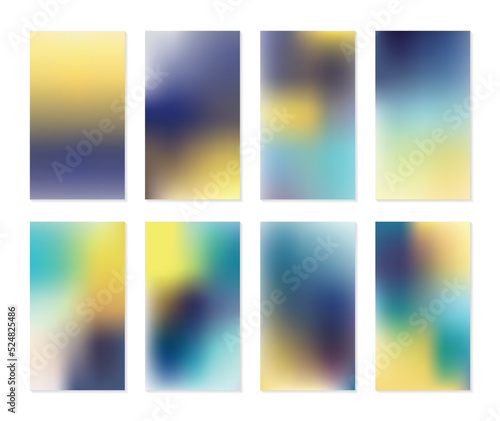 A collection of trendy colorful vector gradient set illustrations. Modern template design, grainy texture. For fliers, social media posts, screens, mobile apps, covers, wallpapers and branding. © Adpragus