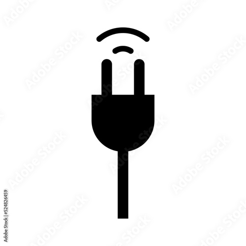 Electrical outlet and radio wave silhouette icon. Vector.