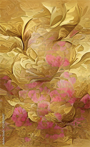 Luxury gold floral oriental style background vector. Flower wallpaper design with peony flower, Japanese, Chinese oriental line art with golden texture. Vector illustration