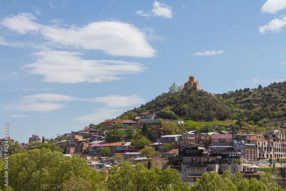 View of the Tabori Monastery, built on a hill in Tbilisi. Georgia country