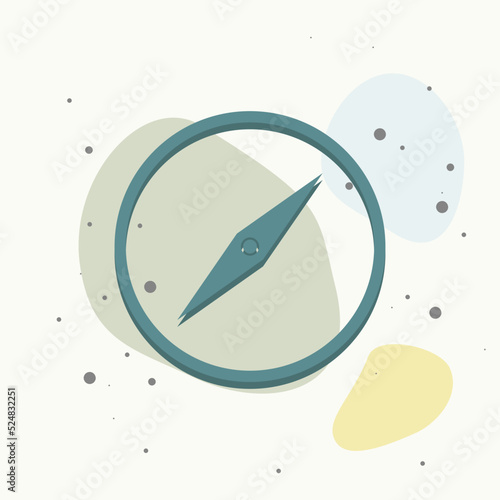 Vector icon of the compass. Illustration of a compass symbol for determining the sides of the world on multicolored background.