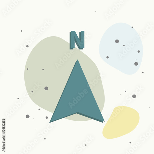 Vector icon of the compass. Illustration of a compass symbol for determining the sides of the world on multicolored background.