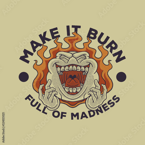 Cartoon emblem of evil laugh mascot with retro style