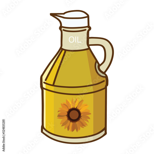 Hand drawn vector illustration of sunflower oil isolated on white background.