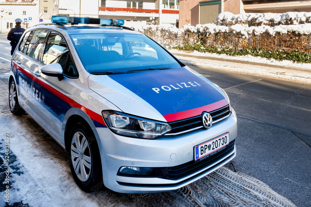 Austrian Police car in front of a police department in Villach, Austria  Stock Photo | Adobe Stock
