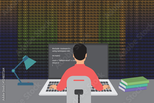 programing man with laptop