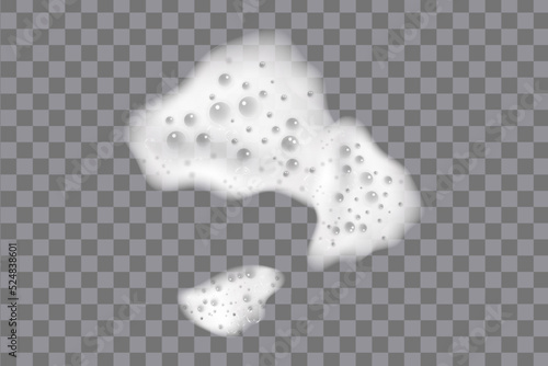 Realistic white cold beer foam with bubbles, flowing down a glass goblet.Stream of soap solution.Background for design oktoberfest flyers, restaurants, bar.