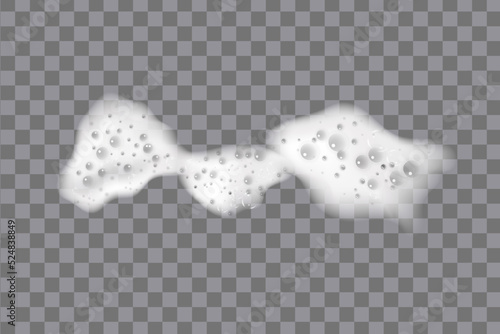 Realistic white cold beer foam with bubbles, flowing down a glass goblet.Stream of soap solution.Background for design oktoberfest flyers, restaurants, bar.