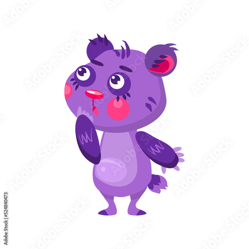 Pensive bear . Character design. Can be used for branding  graphic design  product for children  stickers for social network. Isolated vector  illustration on white background.