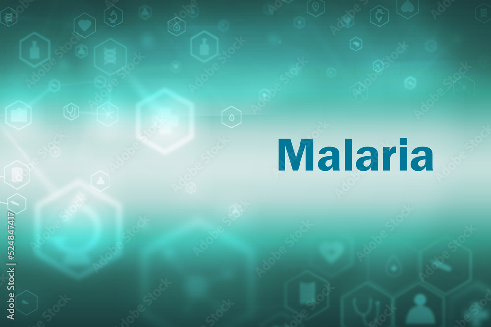 The inscription malaria on a blue white background, medicine, baner, World Malaria Day The inscription malaria on a blue white background, medicine, baner, World Malaria Day